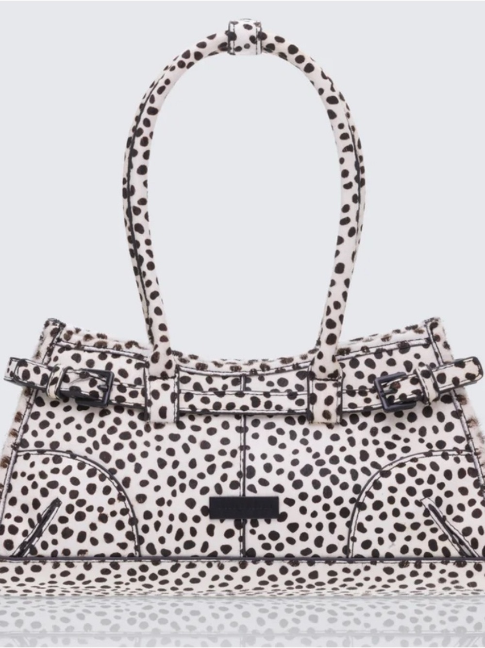 Finesse Black and White Dalmatian-Print Shoulder Bag